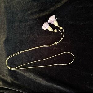 Elegant Gold and Lavender Floral Necklace